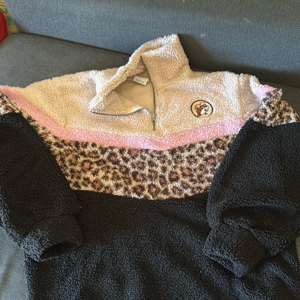 rare bucees leopard sherpa sweatshirt